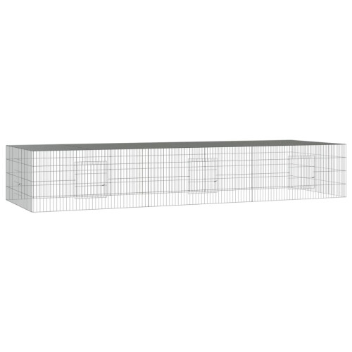 VidaXL vidaXL 3-Panel Rabbit Cage 325x109x54 cm Galvanised Iron Rabbit Enclosure 1