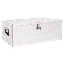 vidaXL Storage Box Silver 90x47x33.5 cm Aluminium Storage Chest Blanket Box