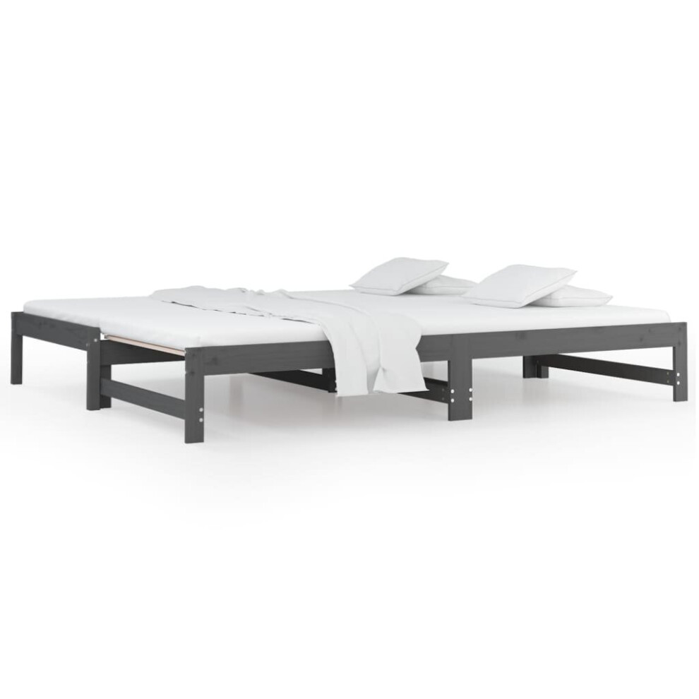 (Grey, 2x(90x200) cm) vidaXL Pull-out Day Bed Bedroom Guest Sofa Bed Daybed Couch Solid Wood Pine