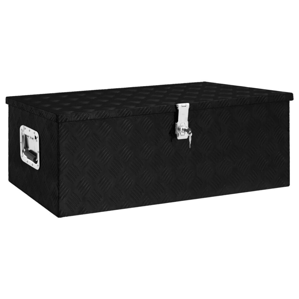 vidaXL Storage Box Black 90x47x33.5 cm Aluminium Storage Chest Blanket Box
