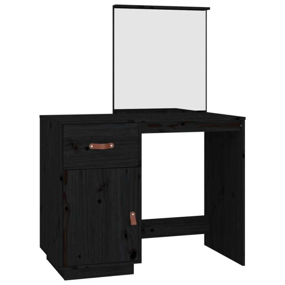 Vidaxl (Black) Solid Wood Pine Dressing Table Wooden Desk Cosmetic Table Multi Colours