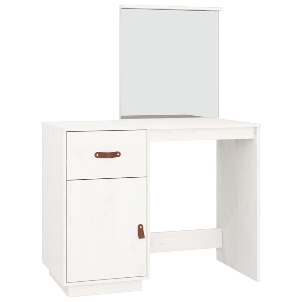 Vidaxl (White) Solid Wood Pine Dressing Table Wooden Desk Cosmetic Table Multi Colours