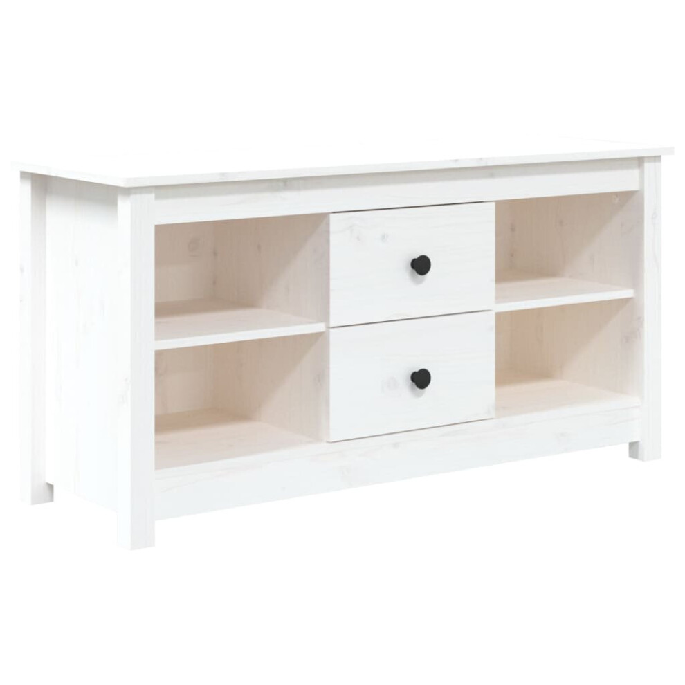 (White) vidaXL Solid Wood Pine TV Cabinet TV Console Media Unit Cabinet Multi Colours