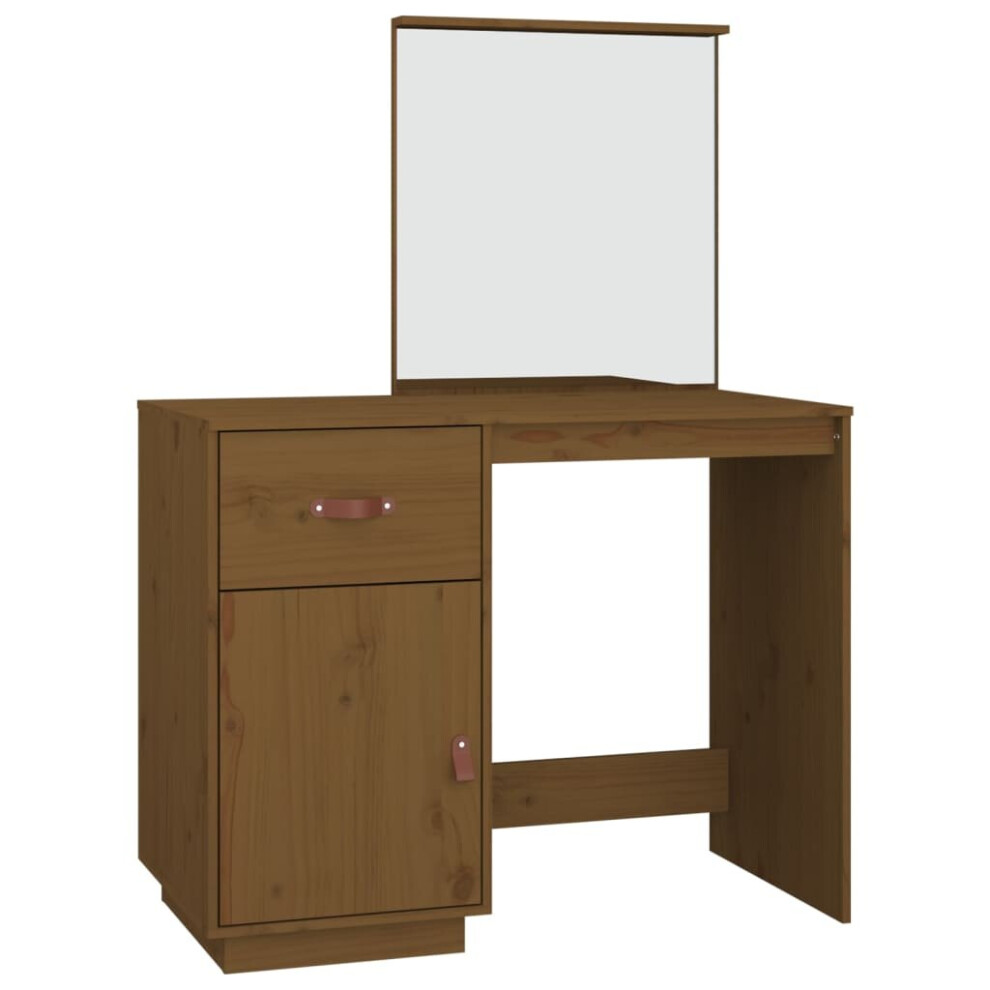 (Honey brown) vidaXL Solid Wood Pine Dressing Table Wooden Desk Cosmetic Table Multi Colours