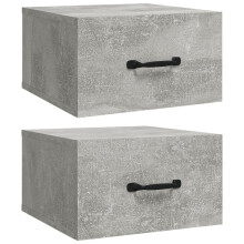 (Concrete grey, 2) vidaXL 1/2x Wall-mounted Bedside Cabinet Floating Bedside Unit Multi Colours