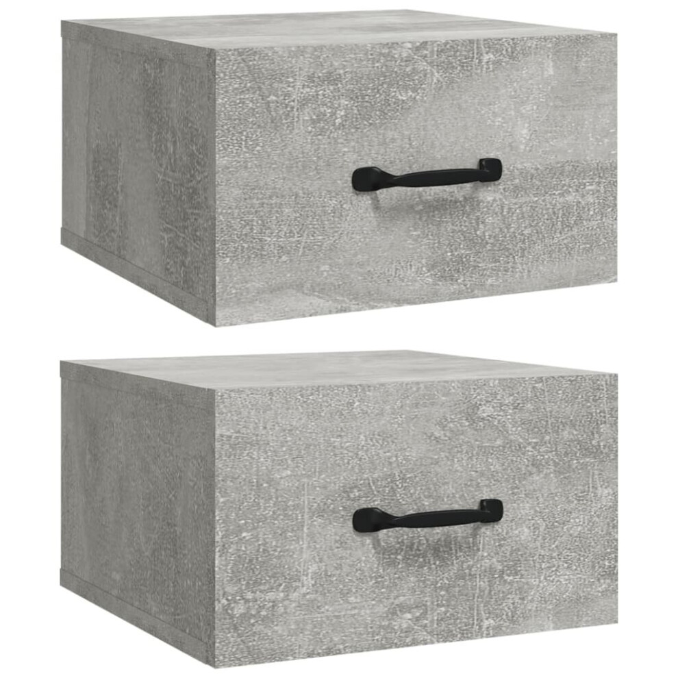 Vidaxl (Concrete Grey, 2) 1/2X Wall-Mounted Bedside Cabinet Floating Bedside Unit Multi Colours