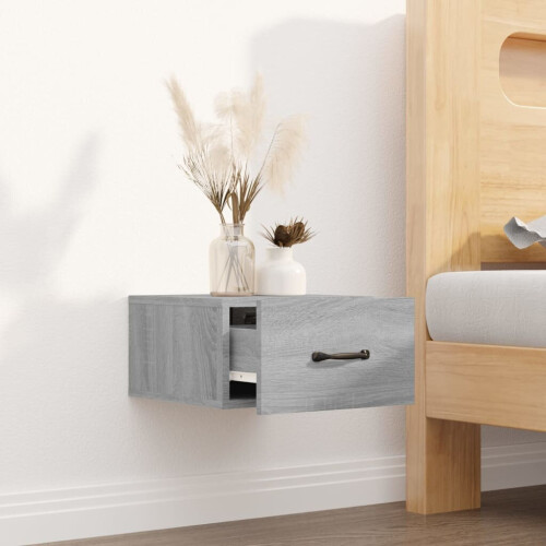VidaXL (Grey sonoma, 1) vidaXL 1/2x Wall-mounted Bedside Cabinet Floating Bedside Unit Multi Colours 2