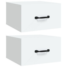 (White, 2) vidaXL 1/2x Wall-mounted Bedside Cabinet Floating Bedside Unit Multi Colours