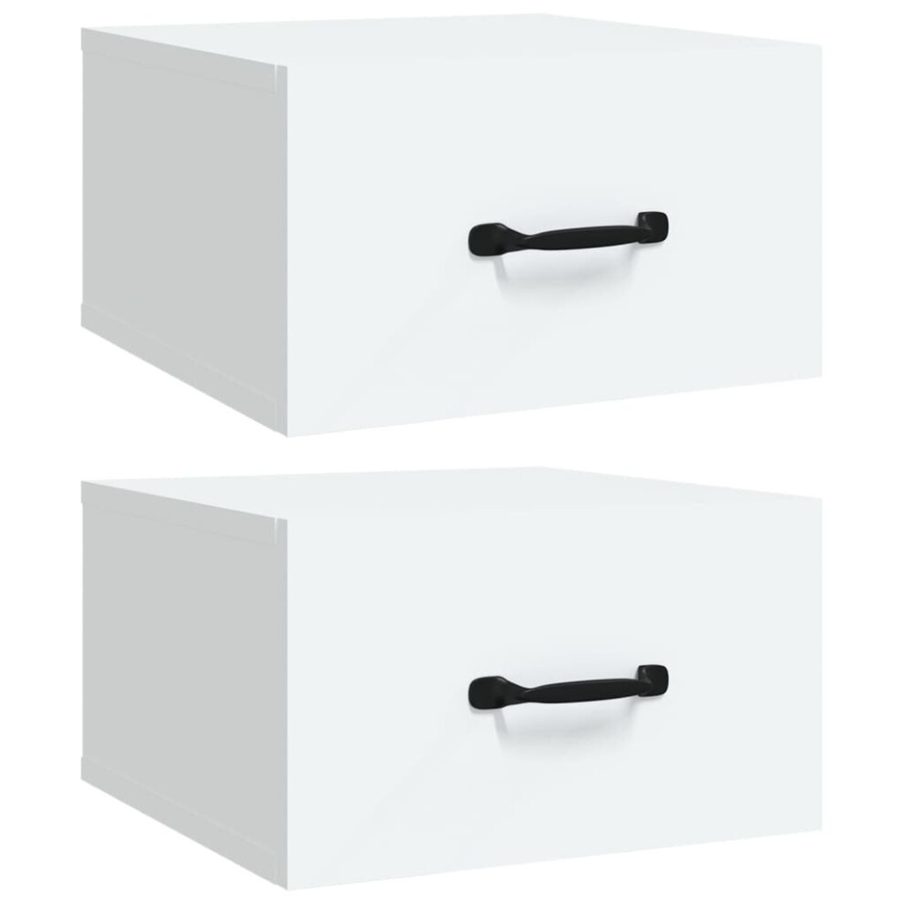 (White, 2) vidaXL 1/2x Wall-mounted Bedside Cabinet Floating Bedside Unit Multi Colours