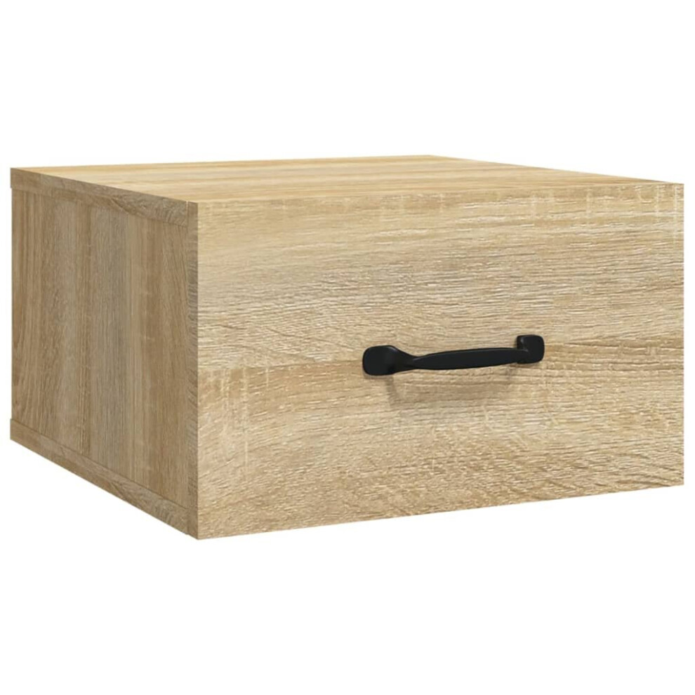 (Sonoma oak, 1) vidaXL 1/2x Wall-mounted Bedside Cabinet Floating Bedside Unit Multi Colours
