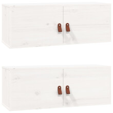 (White, 2) vidaXL Wall Cabinet Hanging Storage Cabinet Wall Cupboard Solid Wood Pine