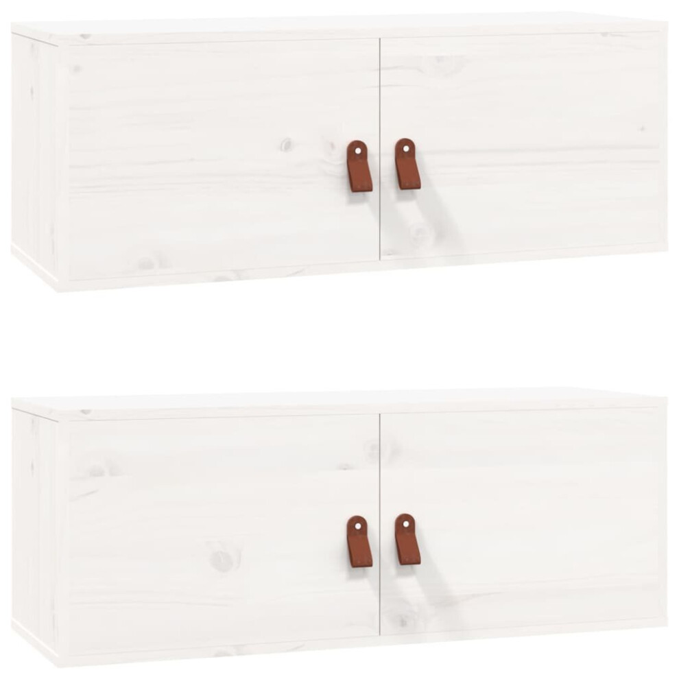 Vidaxl (White, 2) Wall Cabinet Hanging Storage Cabinet Wall Cupboard Solid Wood Pine