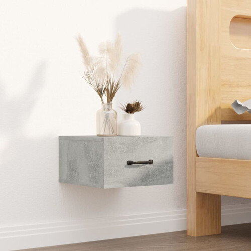 VidaXL (Concrete grey, 2) vidaXL 1/2x Wall-mounted Bedside Cabinet Floating Bedside Unit Multi Colours 2