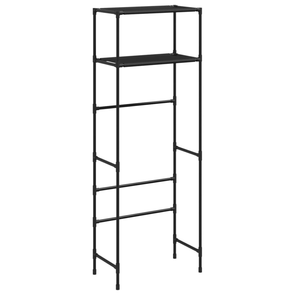 (Black) vidaXL 2-Tier Storage Rack over Toilet Storage Bathroom Shelf Space Saver Iron