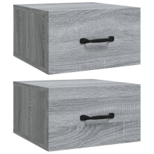 (Grey sonoma, 2) vidaXL 1/2x Wall-mounted Bedside Cabinet Floating Bedside Unit Multi Colours