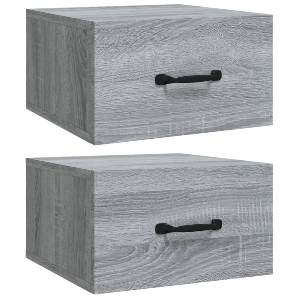 Vidaxl (Grey Sonoma, 2) 1/2X Wall-Mounted Bedside Cabinet Floating Bedside Unit Multi Colours