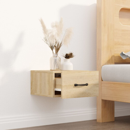 VidaXL (Sonoma oak, 1) vidaXL 1/2x Wall-mounted Bedside Cabinet Floating Bedside Unit Multi Colours 2