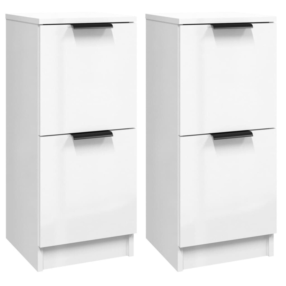 Vidaxl (High Gloss White, 2) Sideboards Cupboard Storage Cabinet Home Organiser Engineered Wood