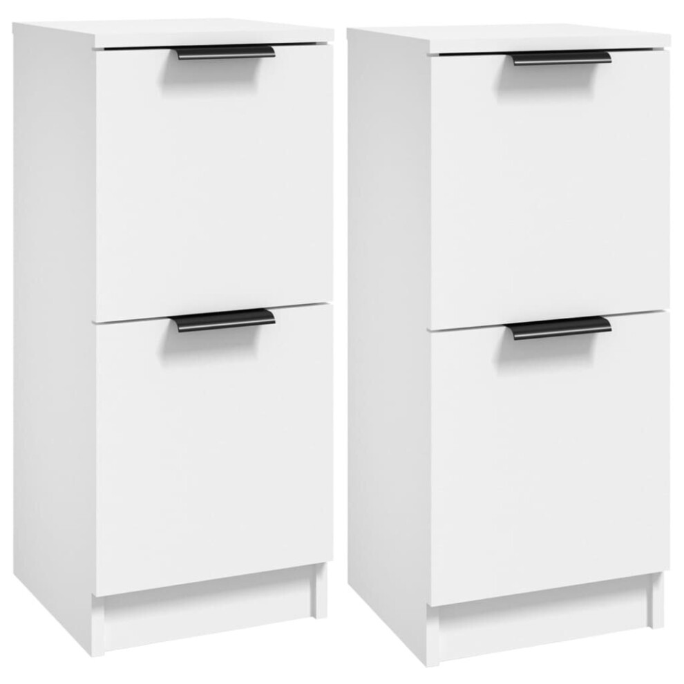 Vidaxl (, 2) Sideboards Cupboard Storage Cabinet Home Organiser Engineered Wood White
