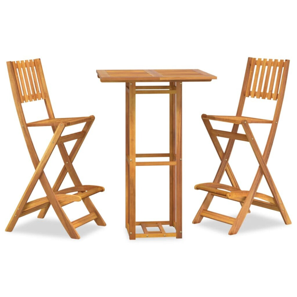 (3) vidaXL Solid Wood Acacia Outdoor Bar Set Patio Bistro Table Chair 3/5 Piece