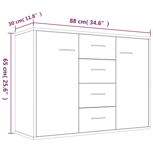 VidaXL (Grey sonoma) vidaXL Sideboard Storage Cupboard Cabinet Buffet Highboard Engineered Wood 1