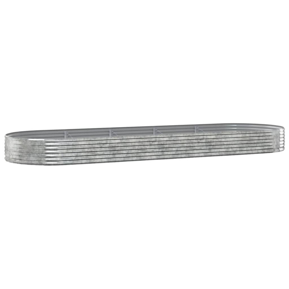 Vidaxl (Silver, 450 X 140 X 36 Cm (L X W X H)) Garden Planter Patio Flower Pot Raised Garden Bed Powder-Coated Steel