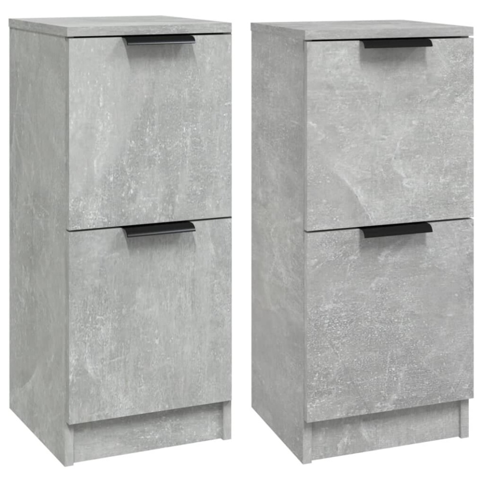 VidaXL Sideboards 2 Pcs Grey Engineered Wood 30x30x70 cm - Storage Cabinet - Bedside Table - Image 2