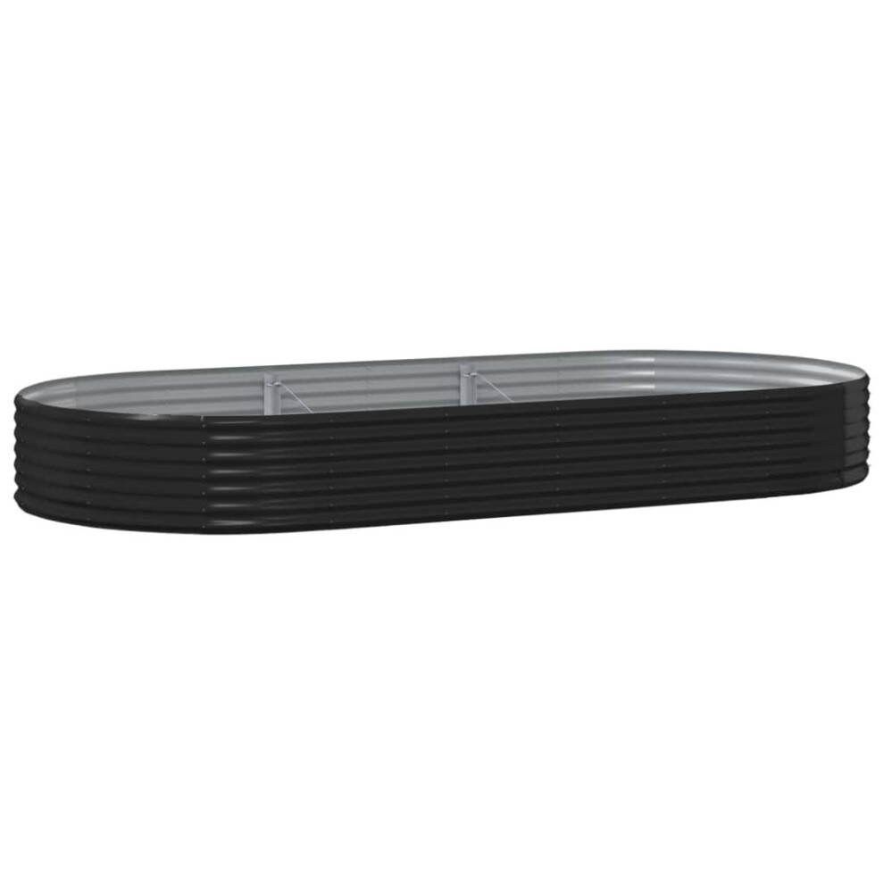 vidaXL Galvanised Steel Raised Garden Bed - 36 x 296 x 140cm - Anthracite - Image 2