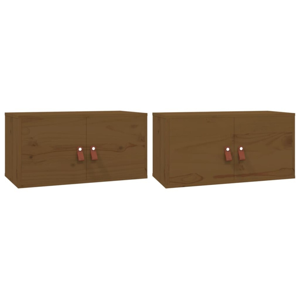 Vidaxl (Honey Brown, 2) Wall Cabinet Hanging Storage Cabinet Wall Cupboard Solid Wood Pine