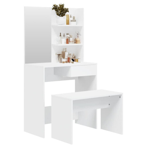 VidaXL (White) vidaXL Dressing Table Set HomeVanity Table Makeup Vanity Desk Cosmetic Table 2