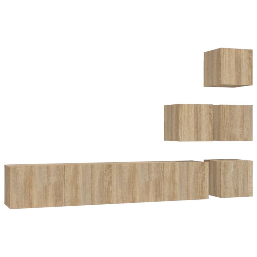 Vidaxl Wall-Mounted Tv Cabinet Sonoma Oak Engineered Wood Tv Unit Sideboard