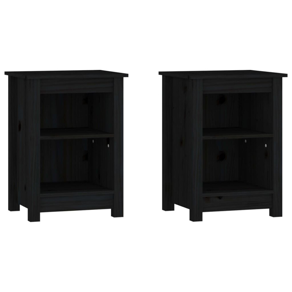 (Black, 2) vidaXL 1/2x Solid Wood Pine Bedside Cabinet Nightstand End Table Multi Colours