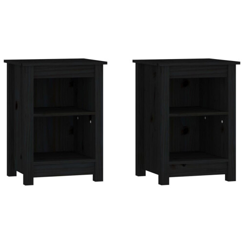 VidaXL (Black, 2) vidaXL 1/2x Solid Wood Pine Bedside Cabinet Nightstand End Table Multi Colours 1
