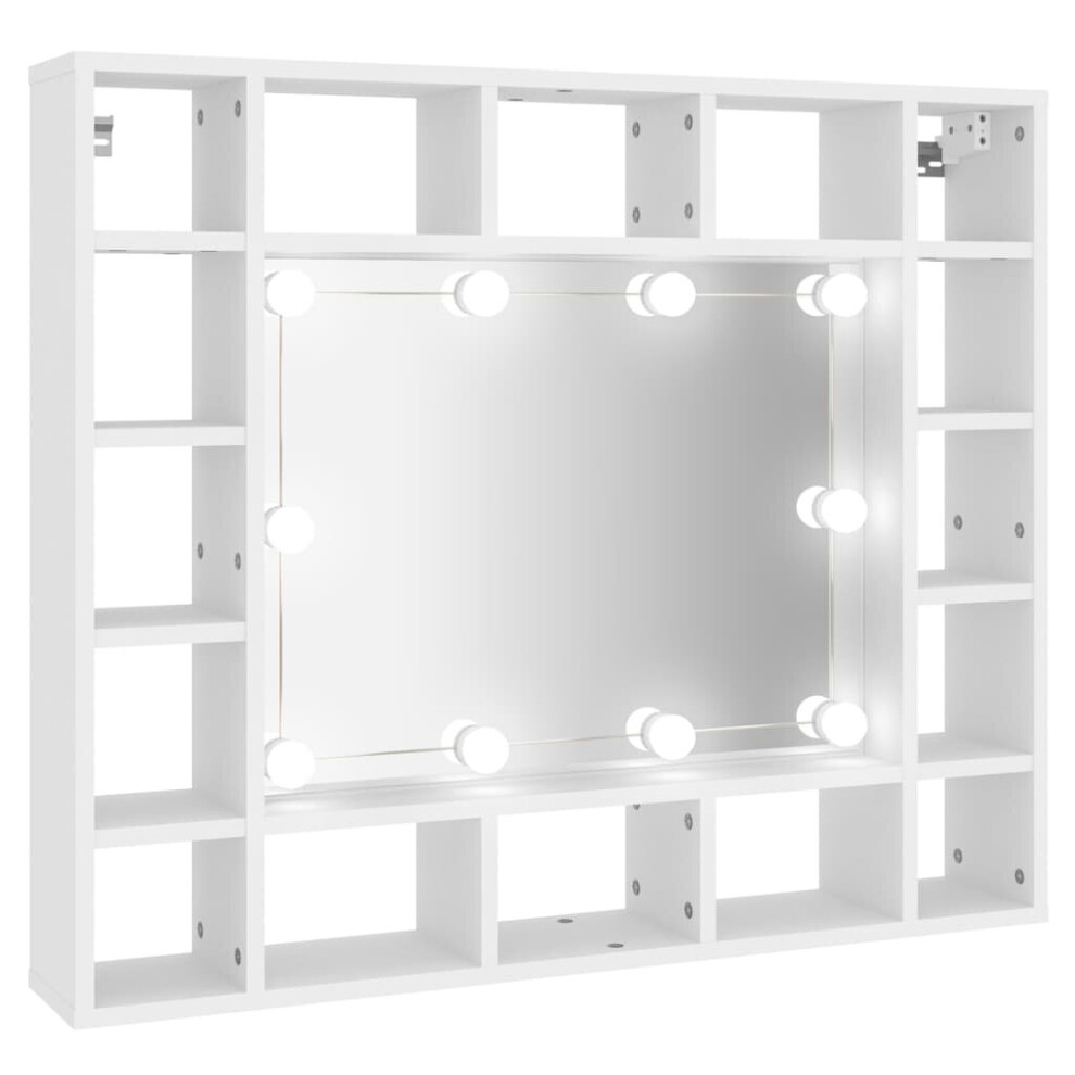 (White) vidaXL Mirror Cabinet with LED Cosmetic Mirror Cabinet Bedroom Storage Cabinet