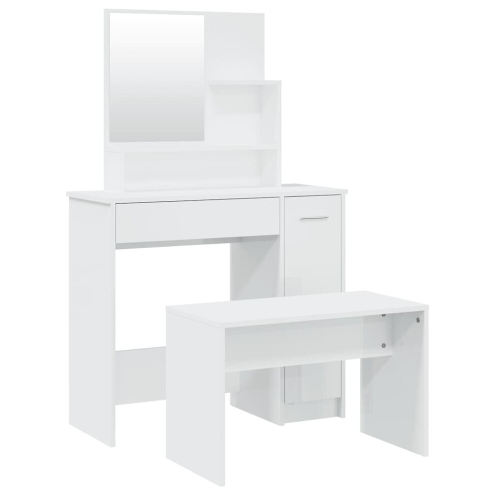 (High gloss white) vidaXL Dressing Table Set Bedroom Makeup Table Vanity Desk Cosmetic Table