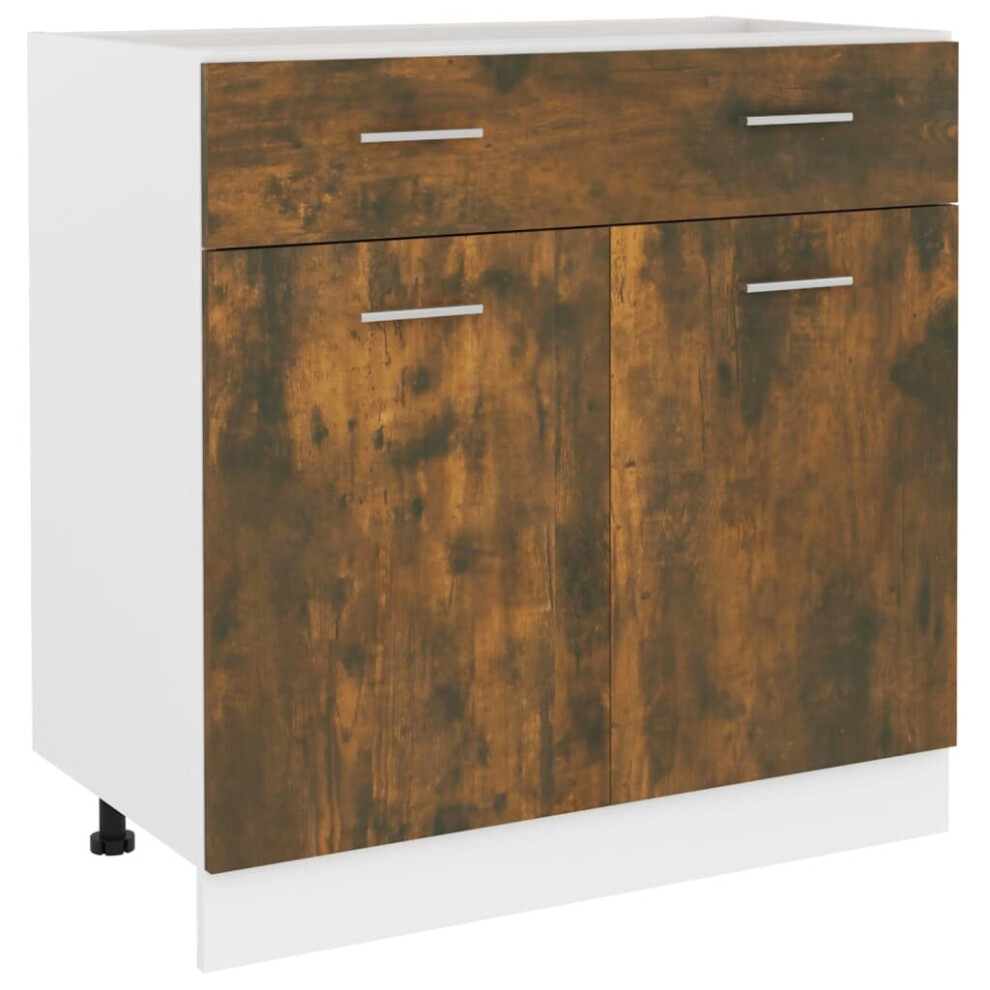 Vidaxl (Smoked Oak) Kitchen Cabinet Home Storage Shelf Organiser Cupboard Engineered Wood
