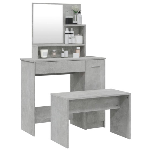 VidaXL (Concrete grey) vidaXL Dressing Table Set Bedroom Makeup Table Vanity Desk Cosmetic Table 2