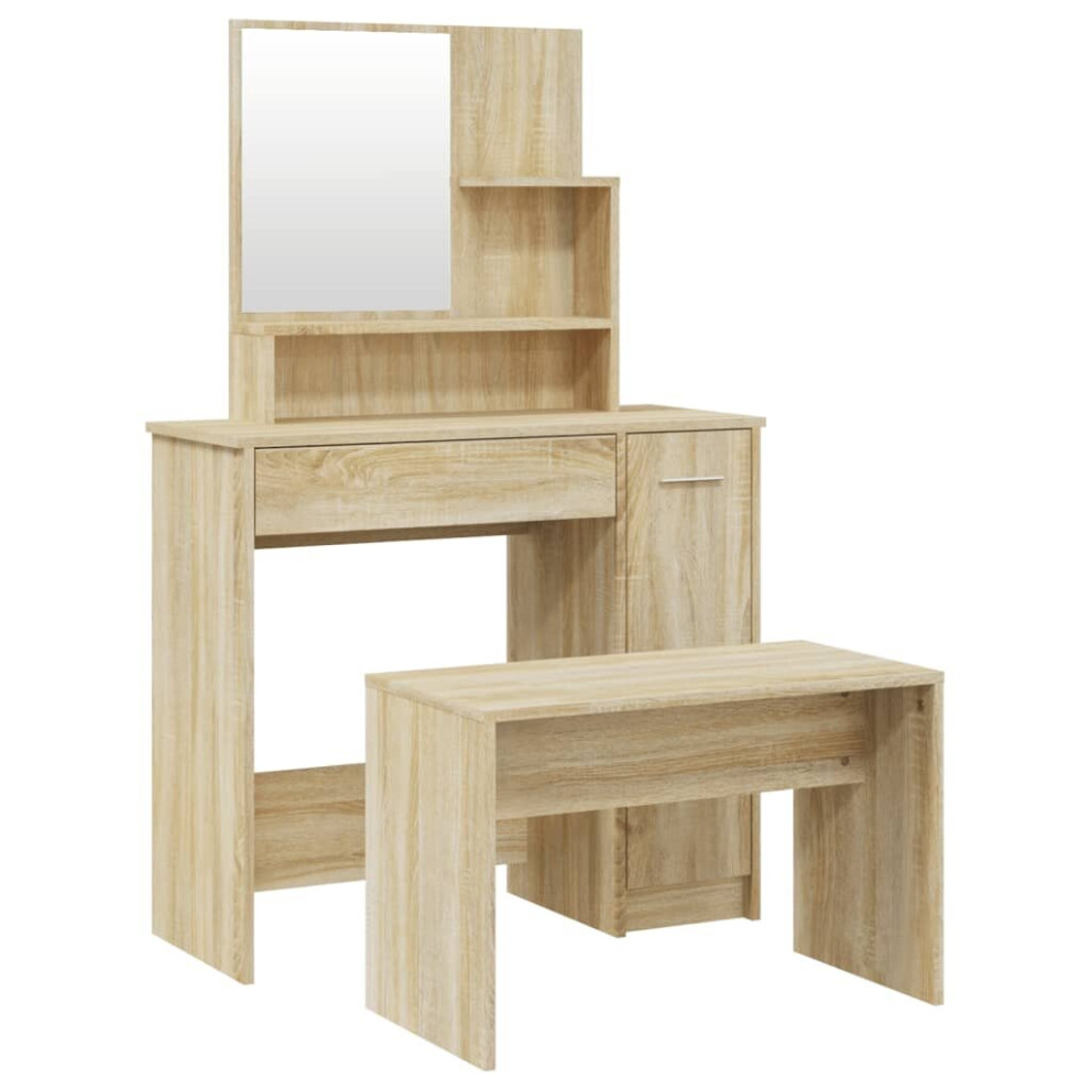 Vidaxl (Sonoma Oak) Dressing Table Set Bedroom Makeup Table Vanity Desk Cosmetic Table