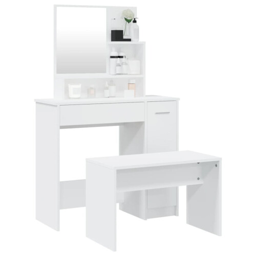 VidaXL (White) vidaXL Dressing Table Set Bedroom Makeup Table Vanity Desk Cosmetic Table 2