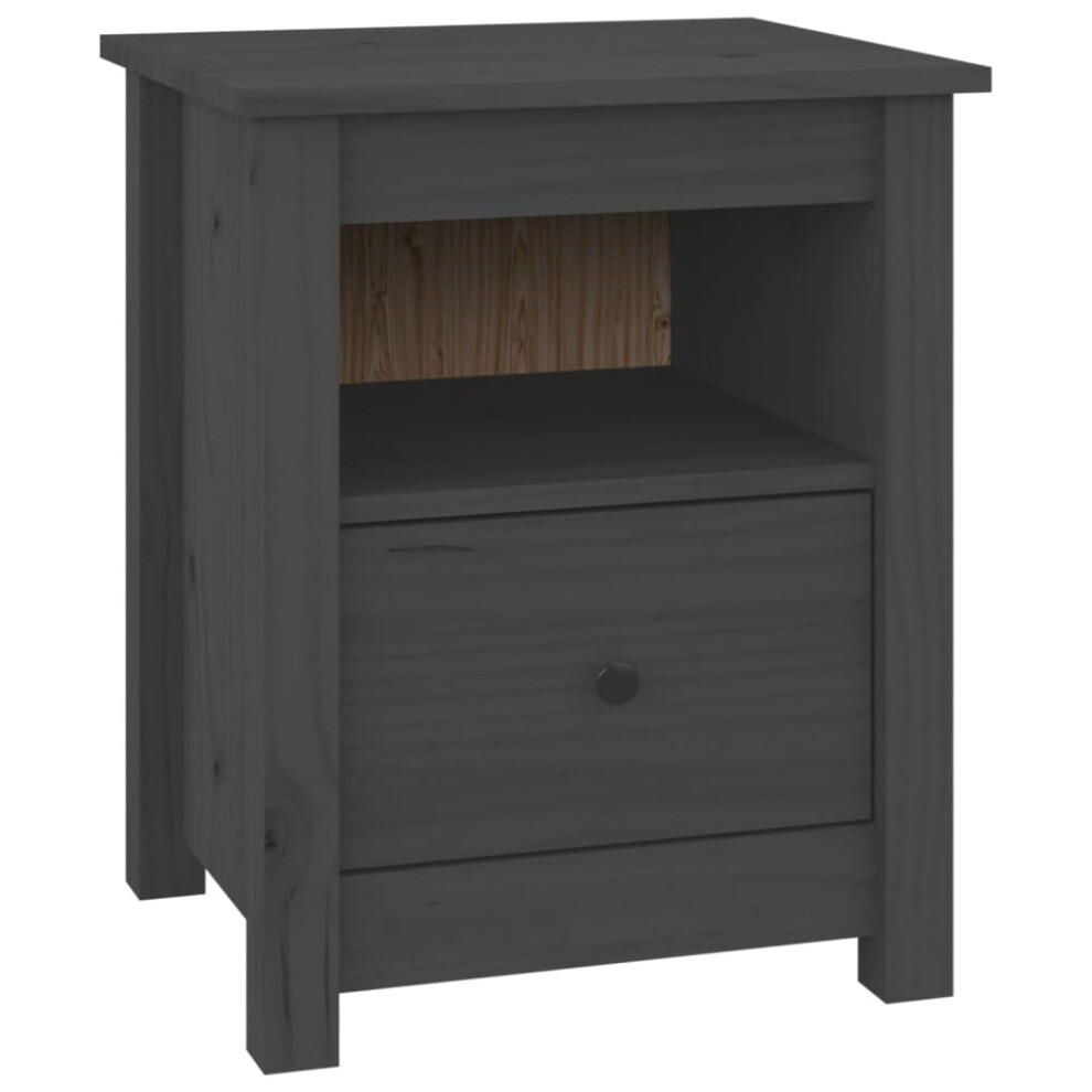 (Grey, 1) vidaXL 1/2x Solid Wood Pine Bedside Cabinet Wooden Side Table Multi Colours