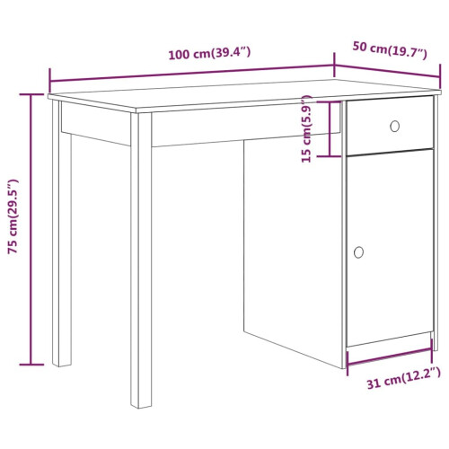 VidaXL (White) vidaXL Solid Wood Pine Desk Office Computer Study Writing Desk Multi Colours 1