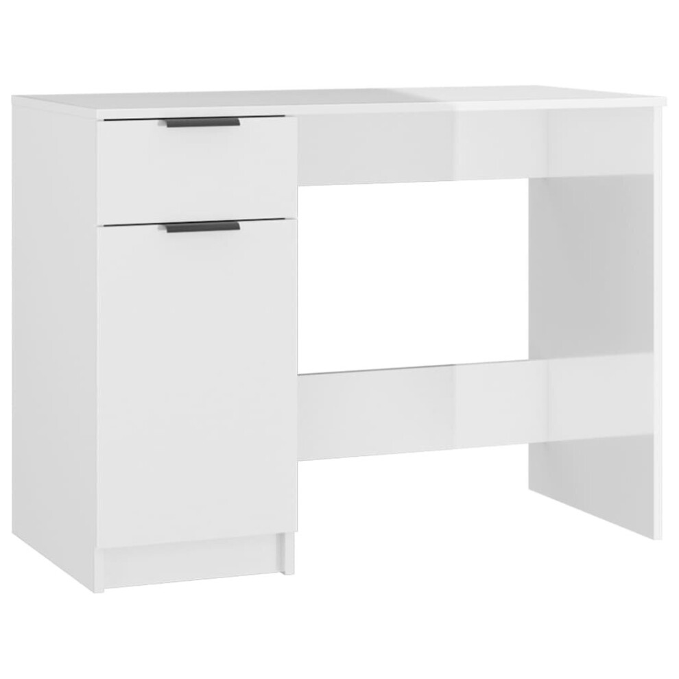 Vidaxl (High Gloss White) Desk Engineered Wood Home Office Computer Table Study Writing Desk