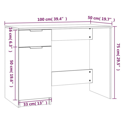 VidaXL (White) vidaXL Desk Engineered Wood Home Office Computer Table Study Writing Desk 1