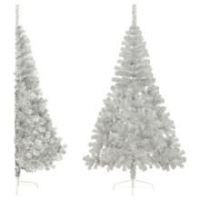 (Silver, 240 cm) vidaXL Artificial Half Christmas Tree with Stand Decoration Artificial Tree