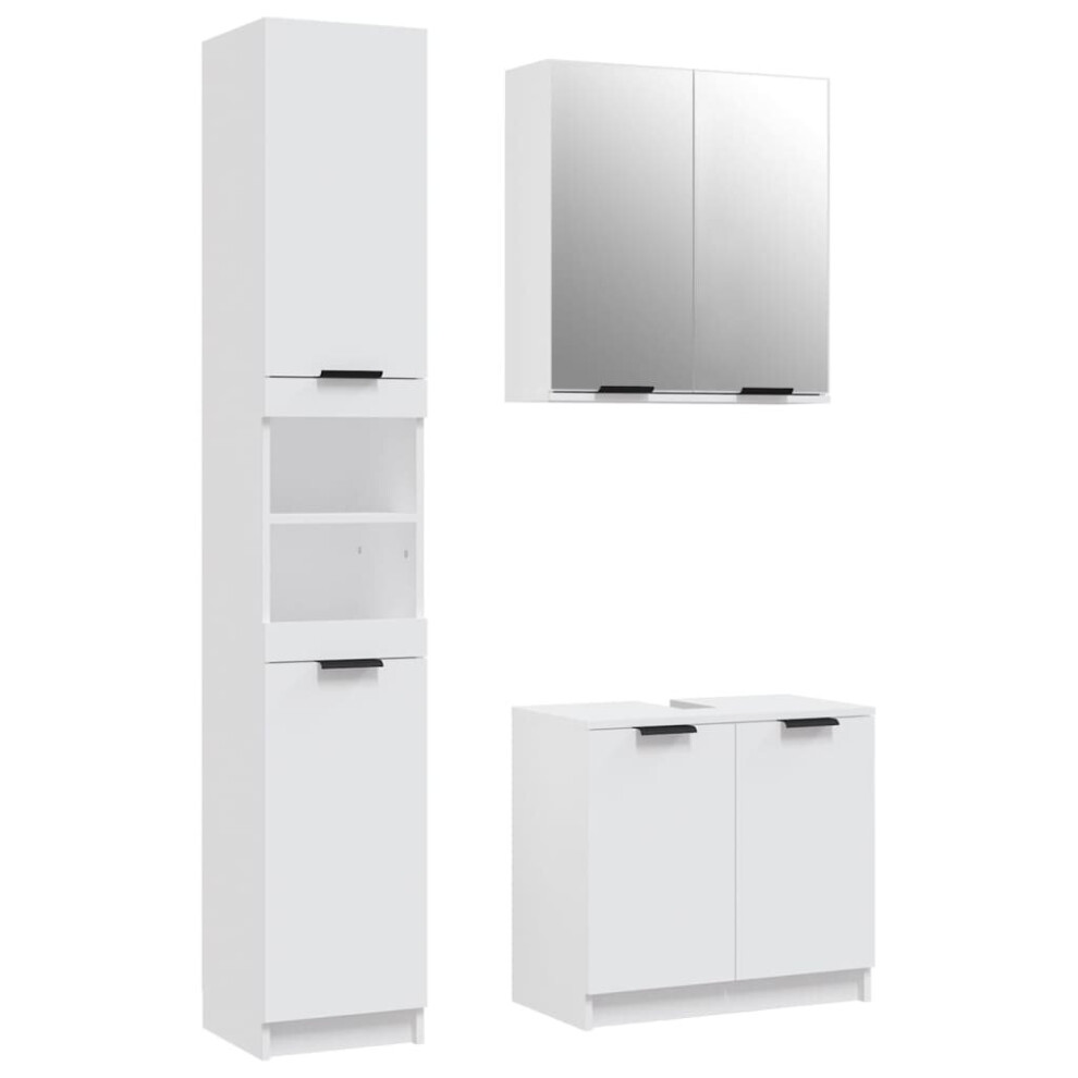 (White) vidaXL Bathroom Cabinet Set 3 Piece Engineered Wood Vanity Unit Multi Colours