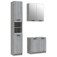 vidaXL 3-tlg. Badmöbel-Set Grau Sonoma Holzwerkstoff
