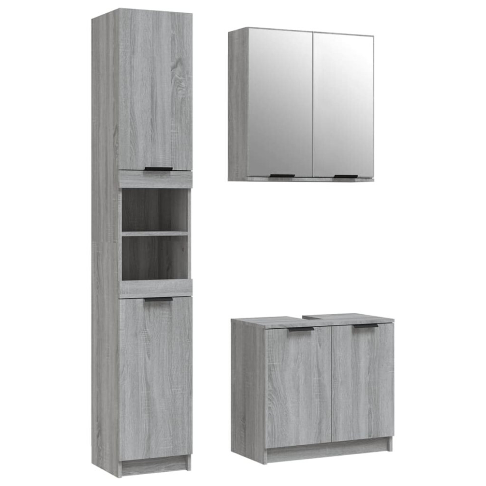 (Grey sonoma) vidaXL Bathroom Cabinet Set 3 Piece Engineered Wood Vanity Unit Multi Colours