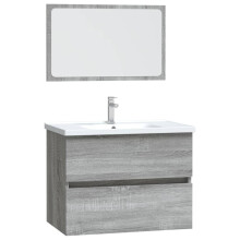 (Grey sonoma) vidaXL Bathroom Furniture Set 2 Piece Storage Cabinet Cupboard Engineered Wood