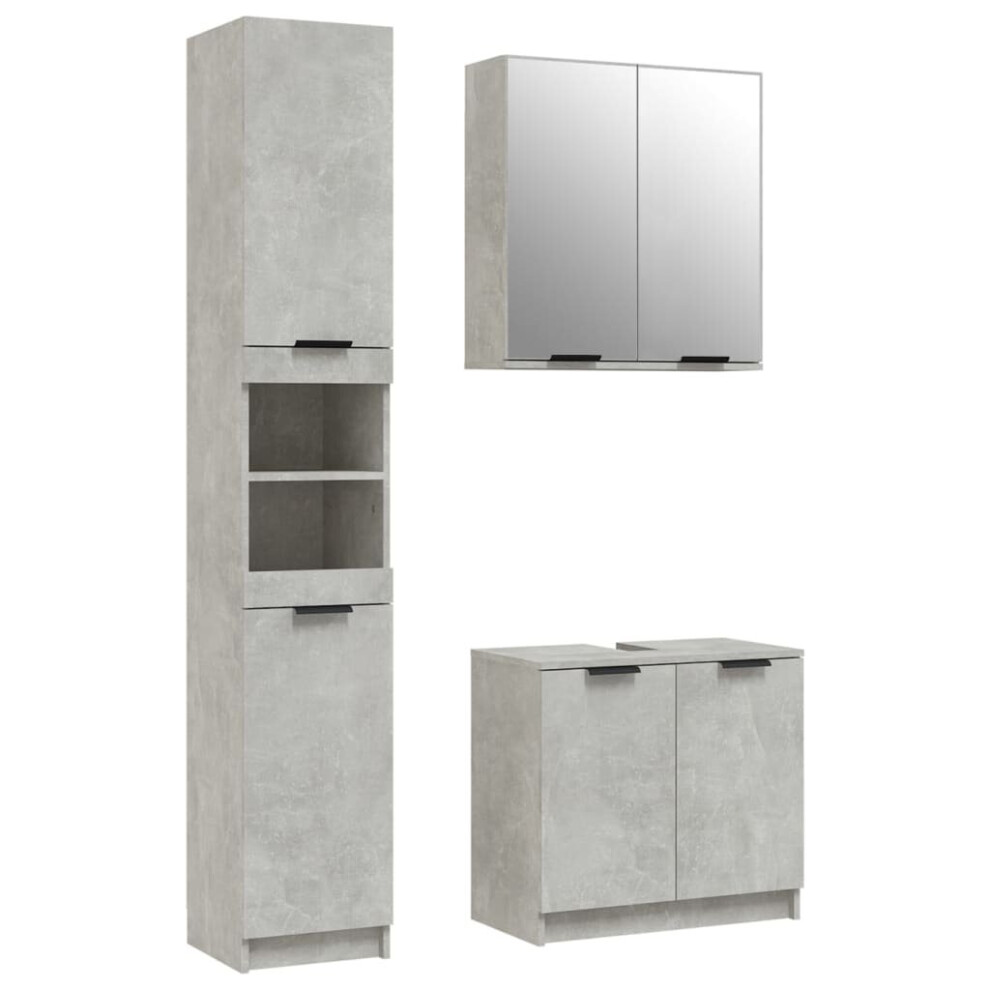 (Concrete grey) vidaXL Bathroom Cabinet Set 3 Piece Engineered Wood Vanity Unit Multi Colours