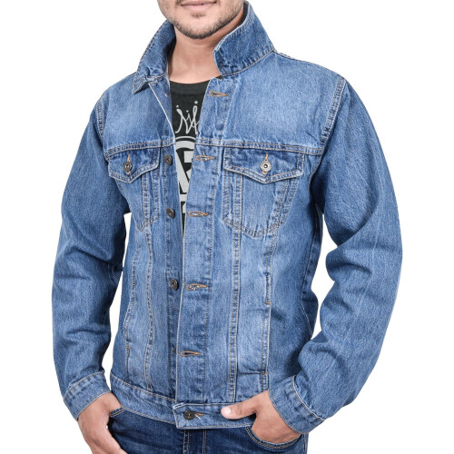 (XL) Mens Jacket Light Blue Denim Jeans Coat 1
